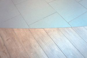 hardwood transitions into tile 