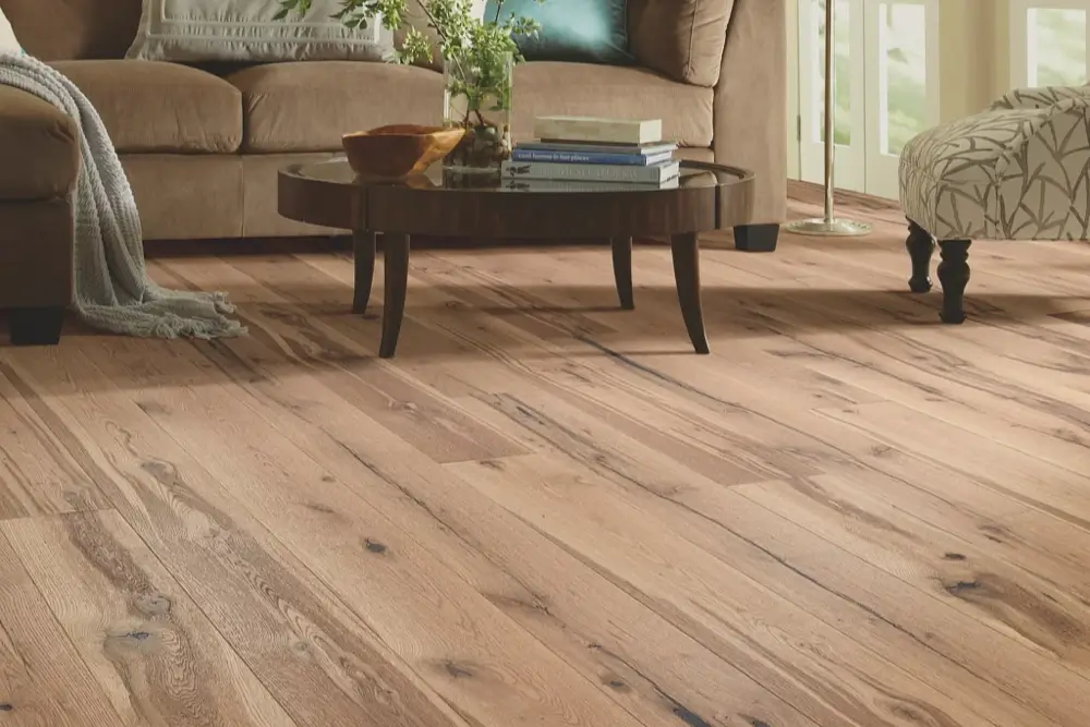 rustic oak flooring in a living room 