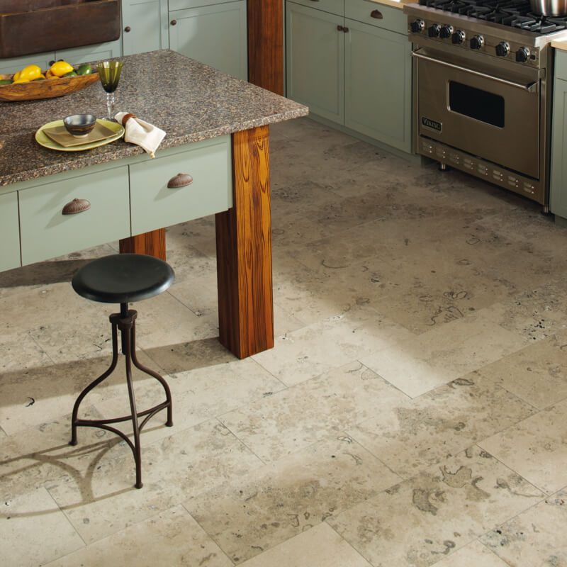 natural stone flooring in a kitchen