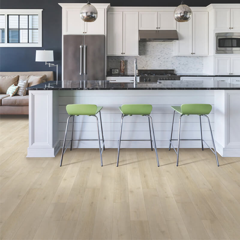 wood-look flooring in a modern kitchen 