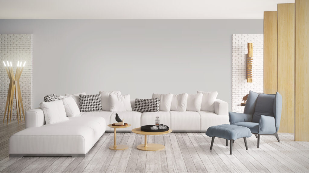 light-colored textured hardwood flooring in living room