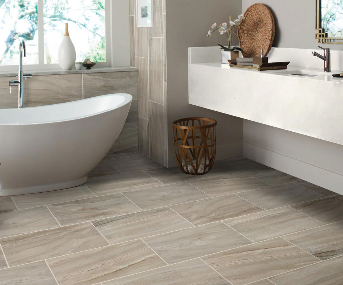 neutral flooring in bathroom