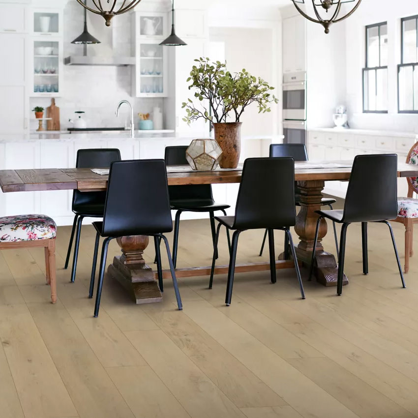 wood-look flooring in a modern kitchen 